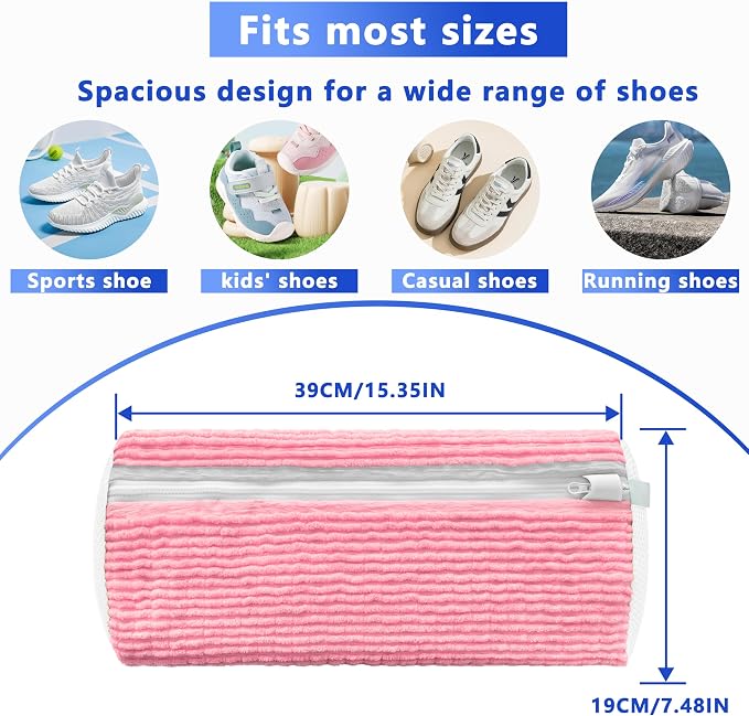 2Pcs Reusable Shoe Washing Machine Bag for Washer and Dryer:Free Up Hands, Prevent Deformation,shoe bag with Zipper Protection Design, Use for all Shoes,Sports Shoes