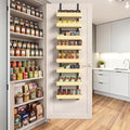White 8-Tier Over the Door Organizer, Metal Over the Door Spice Rack with Adjustable Baskets, Hanging Behind the Door Storage for Pantry, Kitchen, Bathroom & Household Use
