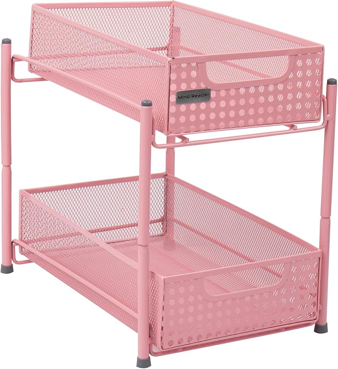 Mind Reader Accessory Organizer, Supply Storage, Desktop, Crafts, Office, Metal Mesh, Pink