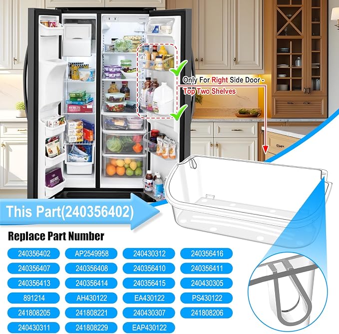 [2 PACK] UPGRADED 240356402 Refrigerator Door Bin Compatible with Frigidaire Door Shelf Replacement Refrigerator Door Shelves FFSS2615TS0 LFSS2612TF0 FGHS2631PF4A LFSS2612TE0 FFSS2615TS5 Door Bin