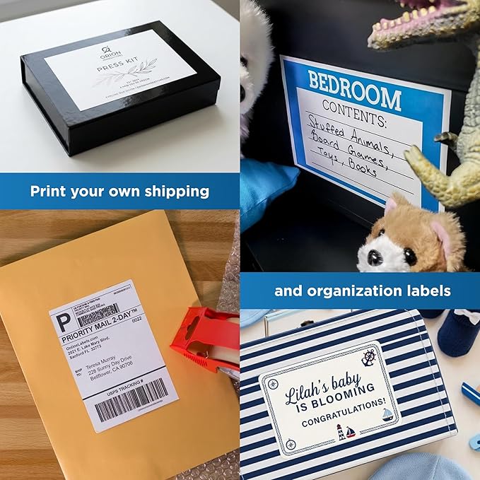 8.5 x 5.5 Half-Sheet Shipping Labels - Permanent, White Matte - for FBA, FedEx, UPS - Pack of 2,000 Labels, 1,000 Sheets - Inkjet/Laser Printers - Online Labels