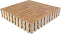 EVA Foam Floor Tiles 12-Pack - 48 SQFT Woodgrain Puzzle Mats for Floor - Interlocking Foam Tiles for Family Room or Gym Flooring by Stalwart (Light)