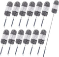 Tanlade 12 Pcs Microfiber Feather Duster for Cleaning, Extendable 13-31 Inch Ceiling Fan Duster with Bendable Head, Washable Tools for Ceiling Fans, Furniture, Car, Cobwebs (Gray White)