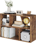 MapleGrace 6 Cube Storage Organizer, Wooden Storage Shelves Bookcase with Back Panels, Stackable Display Bookshelf for Living Room, Bedroom, Study, Hallway, Rustic Brown