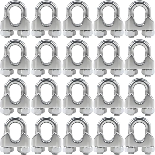 20PCS 1/8 Inches M3 Stainless Steel Wire Rope Cable Clip Clamp