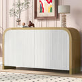Amposei Modern Curved Sideboard Cabinet 59.8-Inch Entryway Console Table Accent Storage Cabinet with Doors & Adjustable Shelves for Living Room Hallway, White