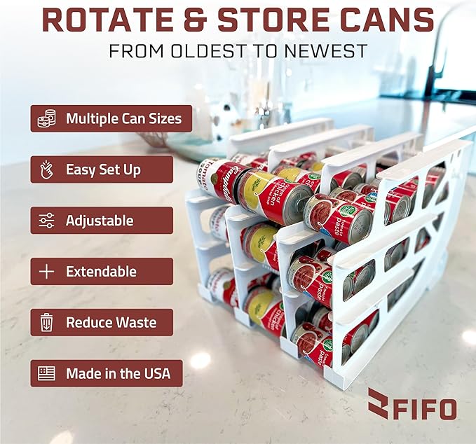 FIFO Pantry Storage Organizer Dispenser Rack for Canned Goods/Drinks, 54-Can Capacity