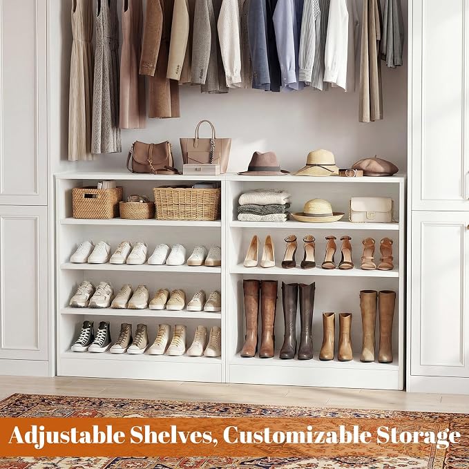 Homieasy Shoe Cabinet, 5-Tier Modern Wood Shoe Storage Organizer, White | 3 Adjustable Shelves for Entryway, Multi-Purpose Display Shelf & Storage Cabinet for Living Room, Bedroom