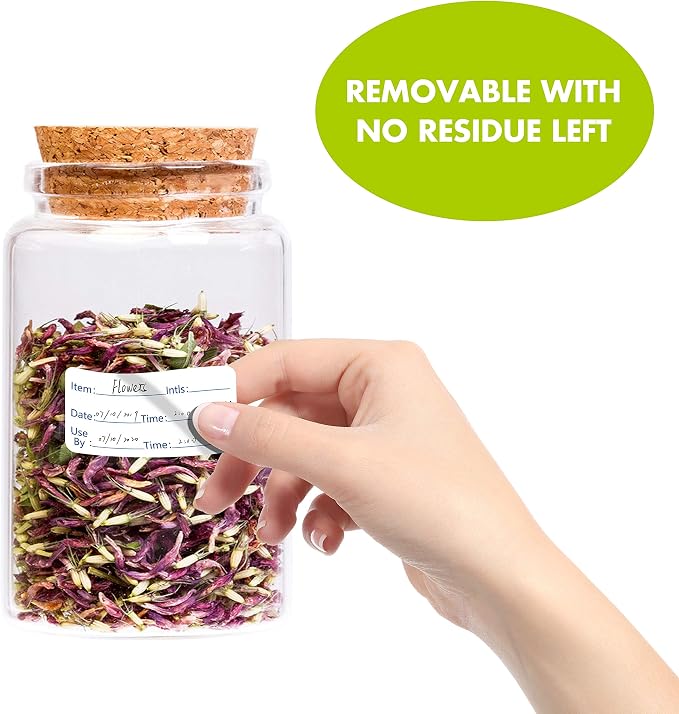 500 Removable Freezer Pantry Canning Labels Set Water Oil Resistant with Perforation Line for Food Containers Jars Kitchen Restaurant Storage Organization (Detailed Area Version, 2” X 1”) …