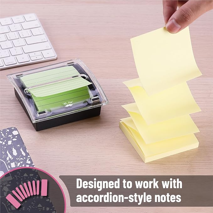 Mr. Pen- Pop Up Note Dispenser, 3" x 3", 2 Pack, Black Base, Clear Top | Sticky Note Dispenser, Sticky Note Holder for Desk