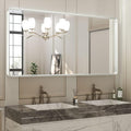 TETOTE 48 x 24 Inch Brushed Silver Frame Mirror, Bathroom Vanity Mirror for Wall, Modern Rectangle Round Corner Matte Framed Mirror (Horizontal/Vertical)