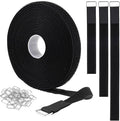 YMCRLUX 1"x16ft Hook and Loop Straps with 25 Metal Buckles, Adjustable Fastening Cable Straps, Cut-to-Length Cinch Strap, Reusable Nylon Securing Cord Ties for Organizer or Storage, 1 inch Wide, Black
