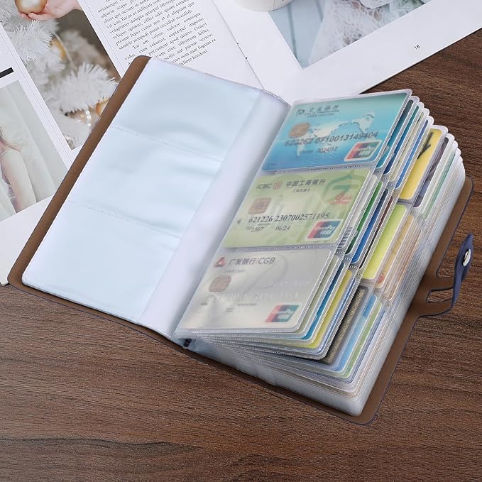 Business Card Holder and Credit Card Holder with 96 Card Slot, Business Card Organizer,Credit Card Organizer and Card Case for Protect Your Cards from Loss or Damage(Blue)