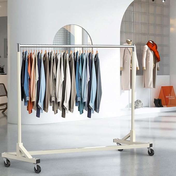 Simple Houseware Industrial Grade Z-Base Garment Rack, 500lb Load with 63 Inches Extra Long Bar, Gray