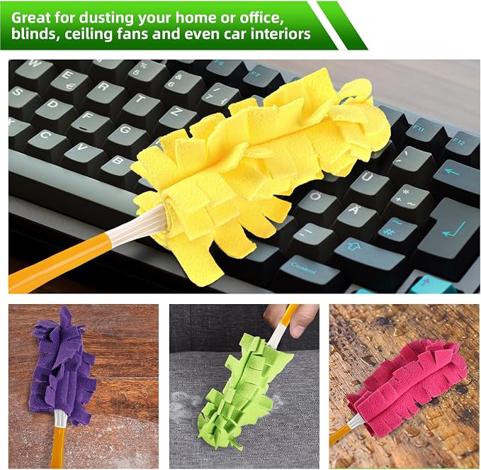 Fleece Reusable Duster Refill Compitable with Swiffer Hand Duster | 12 Pack Washable Heavy Duty Duster Pads, 360 Cleaning Pads for Fan, Window, Furniture, Floor (Handle is Not Included)