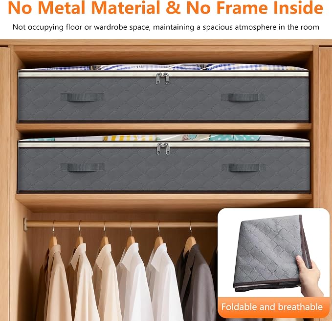 90L Under Bed Storage Containers,4-Pack Closet Organizers and Storage Bins,for Organization and Storage Clothes, Shoes, Blankets & Pillows,Visible Transparent Top Storage Bins with Lids,Black