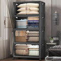 UAMFURI Extra Large Stackable Storage Bins with Lids & Wheels, Foldable Collapsible Closet Organizers Dark Storage Cabinet with Doors for Bedroom Dorm