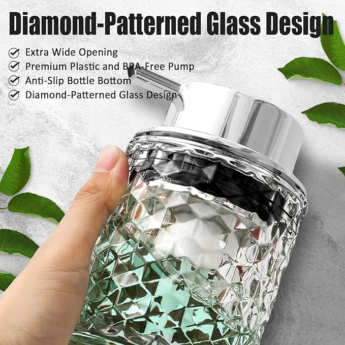 Malachi Foaming Hand Soap Dispenser, Refillable Clear Glass Foam Pump Bottle for Hand Soap, Dish Soap, Body Wash, Shampoo, Facial Cleanser & Baby Wash, Multi‑use for Bathroom, Kitchen & Commercial Use