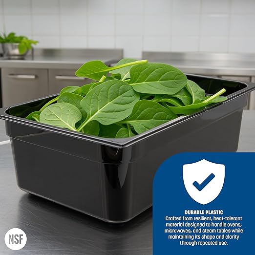 Carlisle FoodService Products 10402B03 High-Heat Full-Size Food Pan, 19.4 qt. Capacity, 20-3/4 x 12-3/4 x 6", Black (Case of 6)
