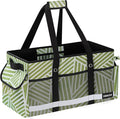 Upgrade Extra Large Utility Tote Bag with Reflective Strip, Standing Reusable Grocery Bags with Hard Bottom, Collapsible Utility Tote with Handles for Shopping, Beach, Picnics, Car, Twill Green