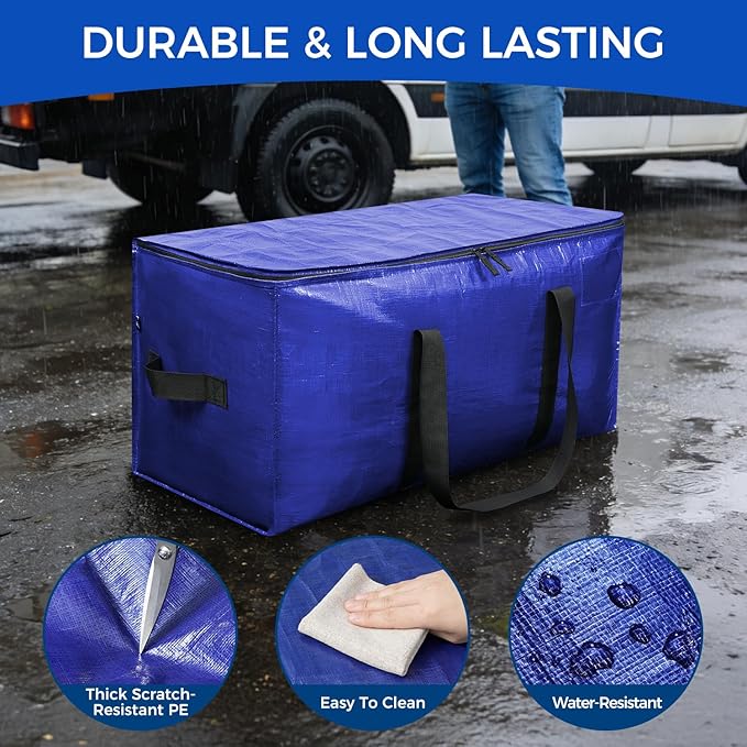 BAGAIL Heavy Duty Moving Bags with Strong Handle, Extra Large Moving Boxes, Storage Tote for Clothes, College Moving Supplies(Dark Blue, 12 Pack)
