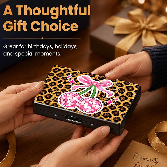 Bow Metal Wallet Credit Card Protector Case Equipped RFID Blocking | with Pop-Up Button Slim Business Cards Holder Aluminum Cards Case Exclusive Bow Gifts for Women Men
