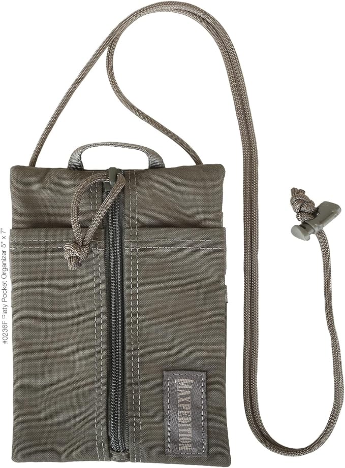 MAXPEDITION Platy Pocket Organizer, Durable EDC Tool Pouch for Men, Neck Wallet with Paracord Lanyard, Holds Flashlight, Multitool, Pen, Notebook