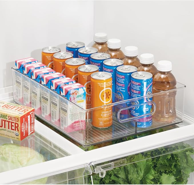 iDesign Divided Pantry Bin with Handles, Set of 6, Clear | For Pantry, For Refrigerator, For Freezer