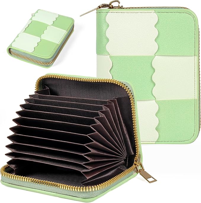Credit Card Wallet, RFID Card Case Wallet, Zipper Card Cases Holder for Men Women, RFID Blocking, KeyChain Wallet, Compact Size Card Organizer Case for Women