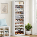 Hzuaneri Shoe Storage Cabinet,10 Tiers Farmhouse Tall Shoe Cubby Organizer | Freestanding Shoe Cabinets, Wooden Shoes Rack with Cubby, 27-30 Pairs, for Entryway, Living Room, White SR52603X