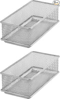 YBM HOME Silver Mesh Drawer Cabinet and or Shelf Organizer Bins, School Supply Holder Office Desktop Organizer Basket (2, 3x6x2 Inch)