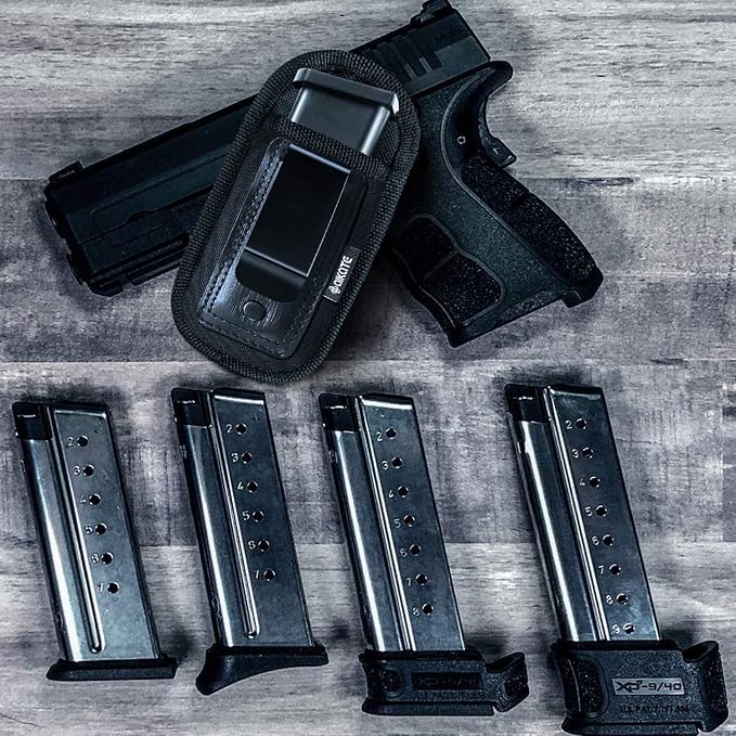 2 Pack Universal Magazine IWB Pouch Concealed Carry 9mm .40 .45 .380 .357, Mag Holster for S&W M&P Sig Sauer Ruger Glock, Handgun Ammo Gun Ammunition Holsters