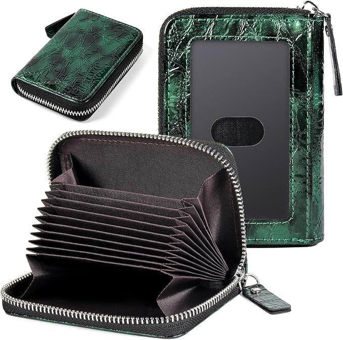Credit Card Wallet, RFID Card Case Wallet, Zipper Card Cases Holder for Men Women, RFID Blocking, KeyChain Wallet, Compact Size Card Organizer Case for Women