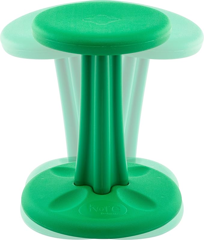 KORE Design Wobble Stool Chair, Girls + Boys Kid Desk Stools, Ergonomic Small Office Chairs, Flexible Seating for Active Kids, ADD/ADHD, Classroom, School, Home, Junior (16in), Age 8-9 yrs, Green