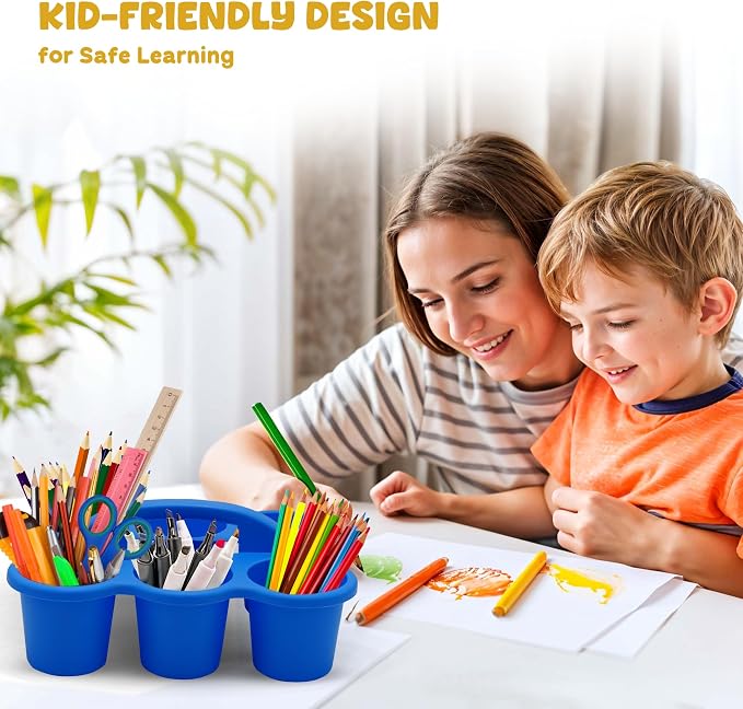 4E's Novelty 4 Pack Caddy for Classroom, Classroom Pencil Caddy, Durable Table Cup Drink Holder, Sturdy Schools Desk Bin, Craft Caddy, Colorful Art Supply Caddies for School Home, Teacher Organizer