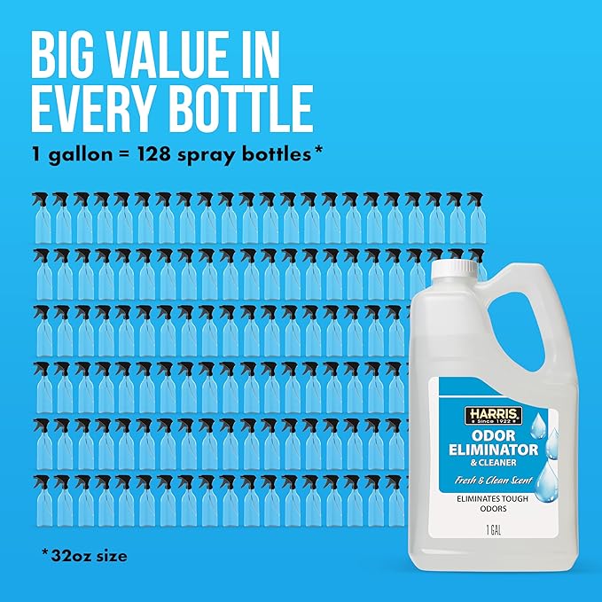 Harris Odor Eliminator and Cleaner Concentrate - 1 Gallon - Fresh & Clean Scent