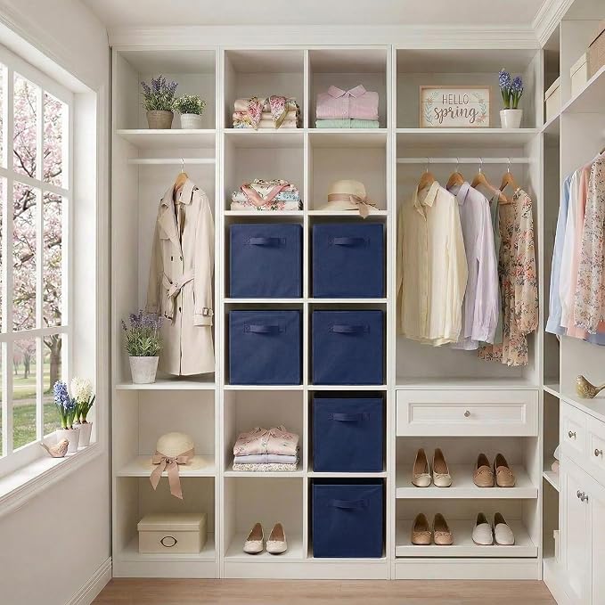ShellKingdom Storage Bins, Foldable Fabric Storage Cube And Cloth Organizer | Storage Drawer For Closet And Toys, 13 X 13 X 13 INCH, 6 Pack (Dark Blue)