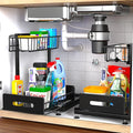 Mlinavn 2 Pack Under Sink Organizer,Pull Out Cabinet Organizer 2 Tier Slide Out Sink Shelf Cabinet Organizer and Storage,Adjustable Under Counter Organizers for Under Kitchen Bathroom Organization