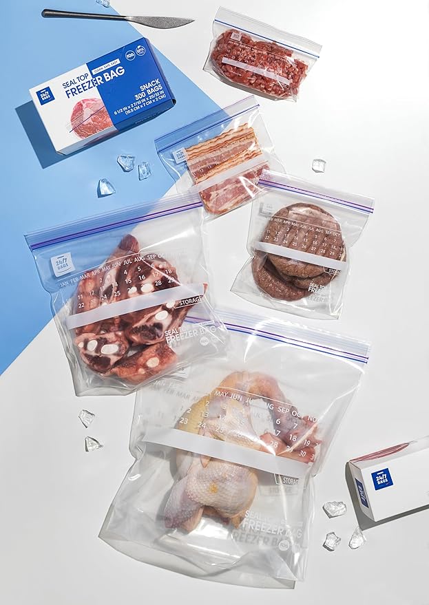 24/7 Bags- Sandwich Freezer Bags, 240 Count with Expandable Bottom and New Calendar Feature