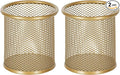 EasyPAG Pencil Holder for Desk, 2 Pack Metal Pen Organizer, Mesh Pencil Cup Organizer for Home, Office, Classroom, School,Gold