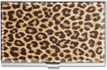 Swooflia Business Card Holder Case for Women Men Metal Leopard Slim Pocket Business Card Purse Cute for Realtors Real Estate Agents