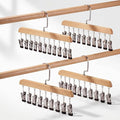 Novabright 4 Pcs Closet Organizers with 10 Clips Hat Pants Scarf Socks Hangers Wood Space Saving Rotating Hanging Hangers Clothespins with Padded Clips for Leggings Bra Tie Belt Jeans Skirt (Wood)