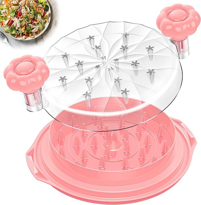 Chicken Shredder Tool Twist Large - 10'' Pro Meat Shredders for Chicken Breast,Visible Kitchen Gadgets Grinder Machine with Brush,Strong Anti-Slip Strip,Ergonomic Handle,BPA Free (Pink)