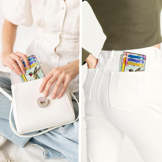 Tipmile Womens Credit Card Holder Wallet, Small Slim RFID Blocking Sleeve | Mini Tiny Cute ID Case, Minimalist Zipper Pocket Wallet, Thin Coin Purse, Mothers Gift