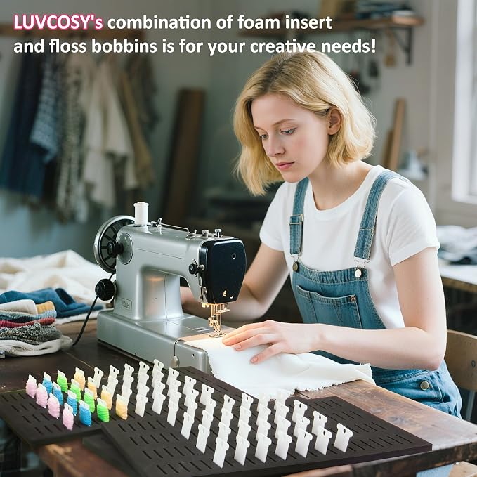 3 Packs DIY-Cut EVA Foam Insert with 300PCs Embroidery Floss Bobbins, Embroidery Floss Organizer for Bisley MultiDrawer Cabinet or 15*11-inch Multi-drawer Cabinet, Cross Stitch Storage, Set of Sewing