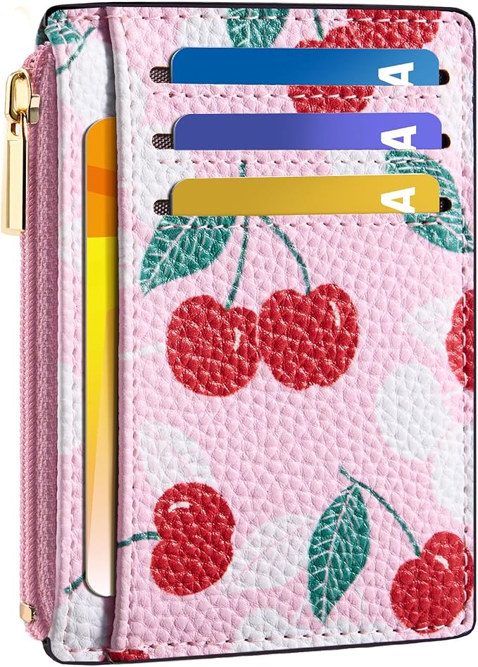 Tipmile Womens Credit Card Holder Wallet, Small Slim RFID Blocking Sleeve | Mini Tiny Cute ID Case, Minimalist Zipper Pocket Wallet, Thin Coin Purse, Mothers Gift