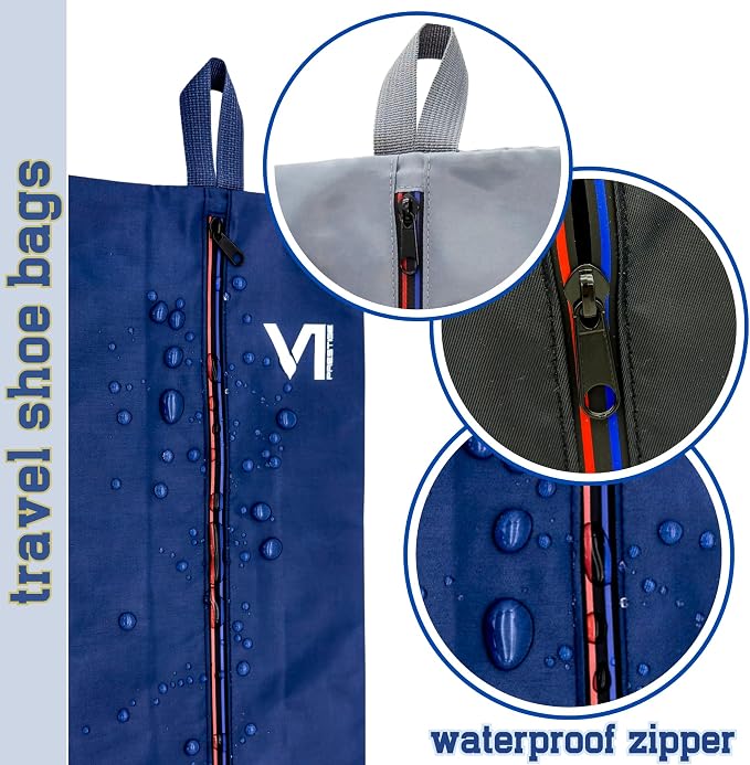 Shoe Bags for Travel with Waterproof Zipper-Durable Polyester Material Shoe Pouch - Large Size Gym Cleat Bag Smell Dust Proof Unisex/Lightweight 6-pack Set
