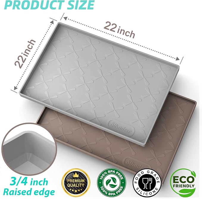 SIKADEER 22" x 22" Under Sink Mat Waterproof, Silicone Mat Kitchen Drawer Shelf and Cabinet Liner, Sink Protector for Kitchen Organizers and Storage, Boot Tray Pet Food Mats