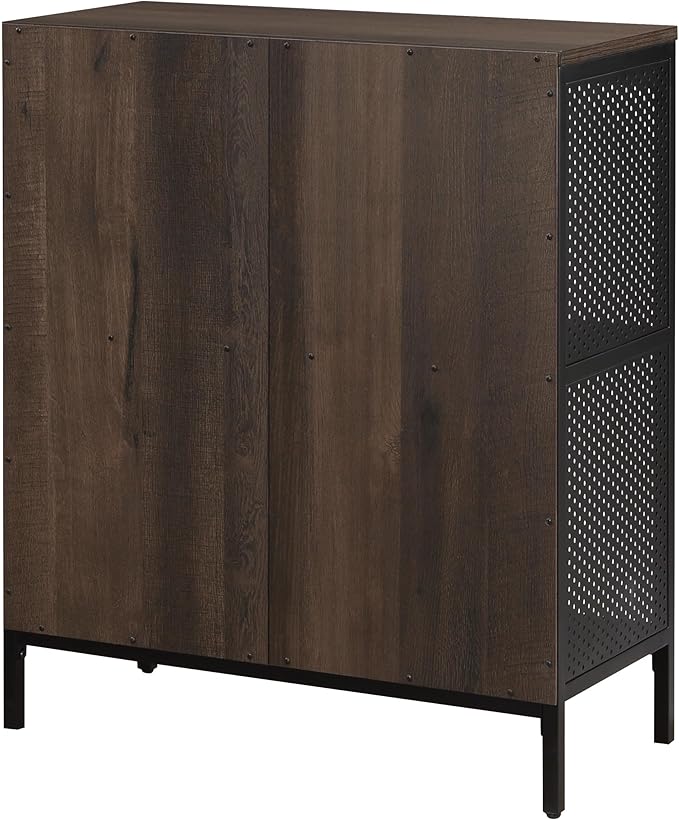 OSP Home Furnishings Ace Contemporary Modern Storage Bookcase with Shelves, 2- Shelves, 4 Cubes, Ozark Ash Finish