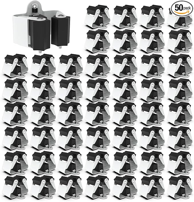 3-H Broom Holder Wall Mount 50 Pack, Heavy Duty Stainless Steel Mop and Broom Organizer Clips, Strong Grip Wall Mount Holders for Garage, Garden, Laundry Room & Utility Closet, Matte Black